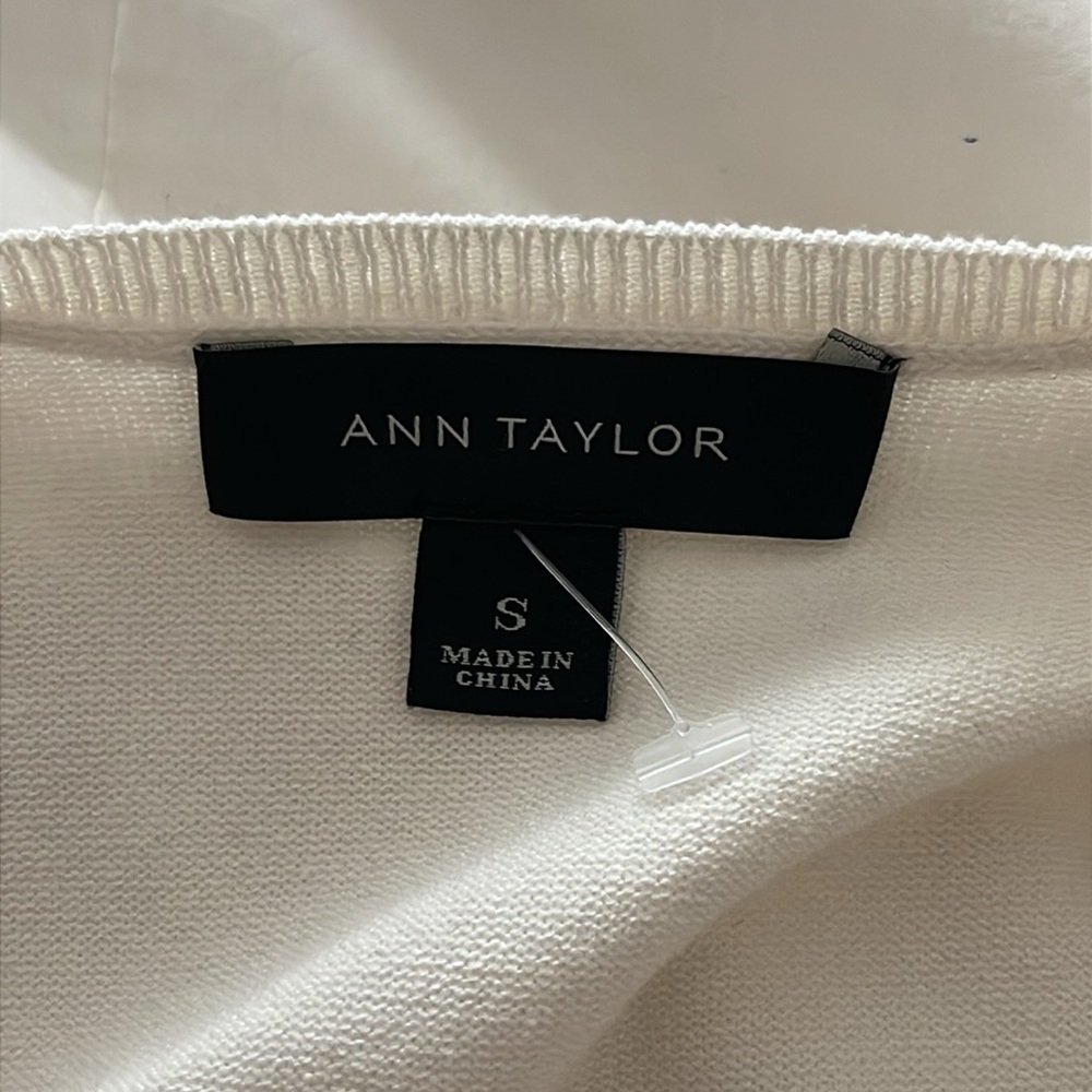 NWOT Ann Taylor Silk Cotton Cropped Open Sweater Lightweight Knit Classic - Picture 4 of 10